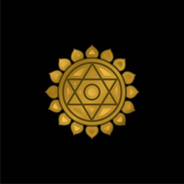 Anahata gold plated metalic icon or logo vector clipart