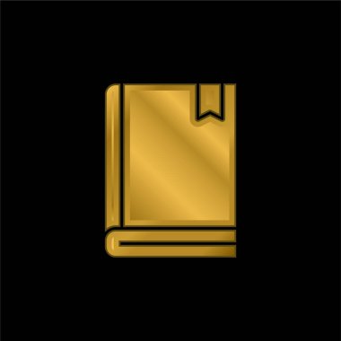 Kitap altın kaplamalı metalik simge veya logo vektörü