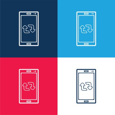 Cep telefonundaki Oklar Çifti Mavi ve Kırmızı 4 renk minimal simgesi