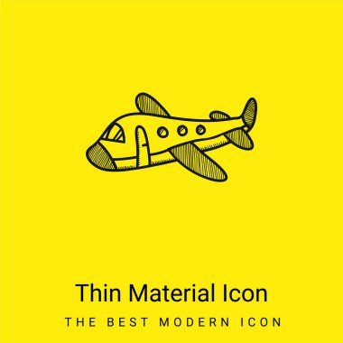 Airplane minimal bright yellow material icon clipart