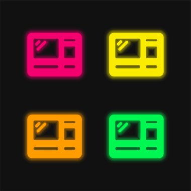 ATM MAchine dört renkli parlayan neon vektör simgesi
