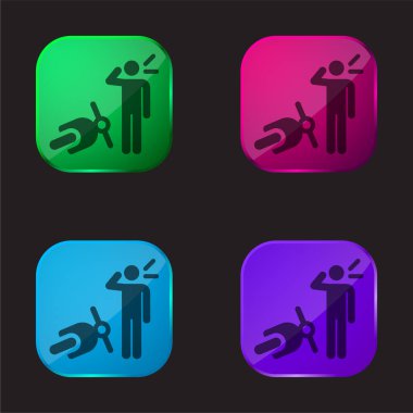 Kaza dört renk cam düğme simgesi