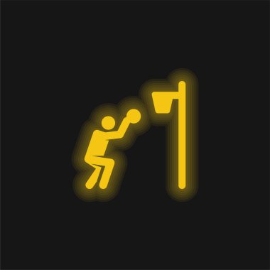 Basketbolcu sarı parlak neon ikon