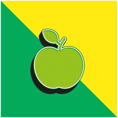 Yaprak Yeşili Elma ve Sarı 3D vektör simgesi