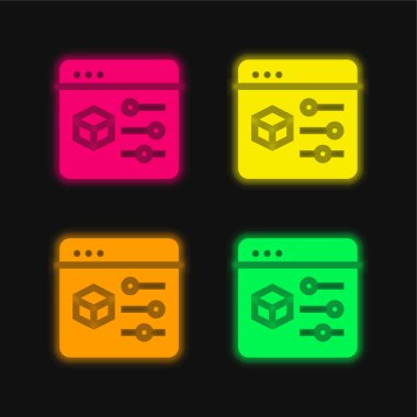 3d yazdırma dört renk parlayan neon vektör simgesi
