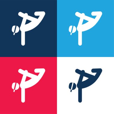 Breakdancing Dancer blue and red four color minimal icon set clipart