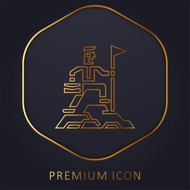 Başarı altın çizgi prim logosu veya simgesi