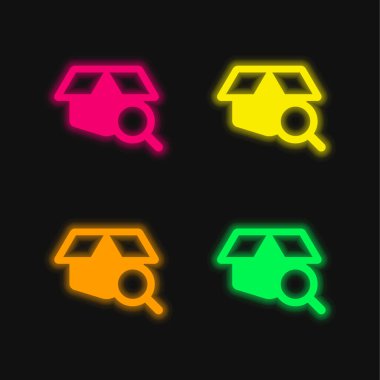 Parlayan dört renkli neon vektör simgesi