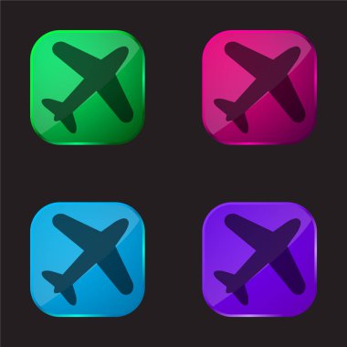 Uçak dört renkli cam simge ile uçuyor