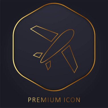 Uçak altın çizgisi prim logosu veya simgesi