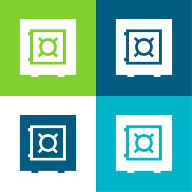 Banka Güvenlik Kutusu Düz 4 renk en az simge seti