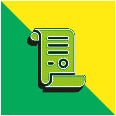 Yeşil ve Sarı Perde Modern 3D vektör simgesi logosu