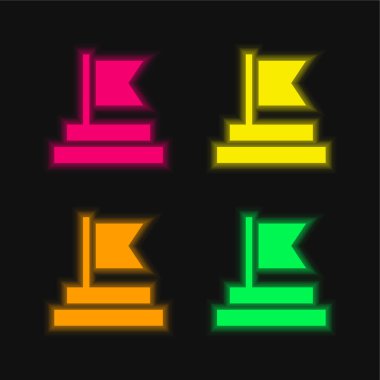 Başarı dört renk parlayan neon vektör simgesi