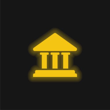 Banka Binası Parlayan sarı neon simgesi