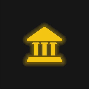 Bank Building yellow glowing neon icon clipart