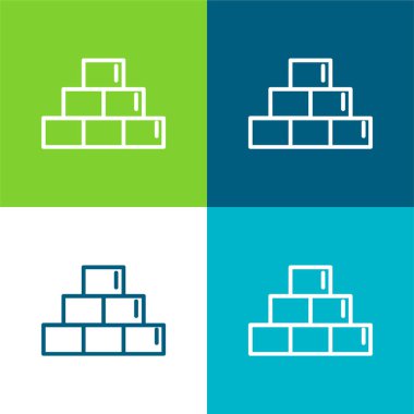 Bir Dairesel Düz Düz İçinde Tuğla Simgesi En az dört renk simgesi kümesi