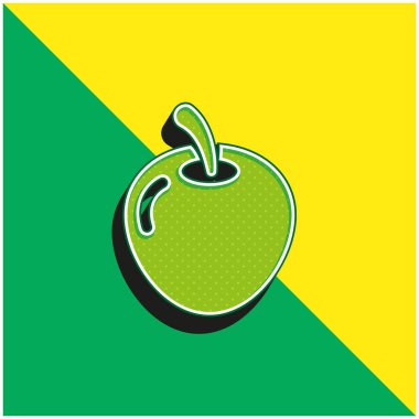 Büyük elma yeşili ve sarı modern 3d vektör simgesi logosu