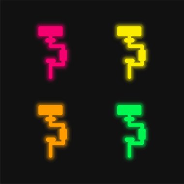 Dört renk parlayan neon vektör simgesini destekle