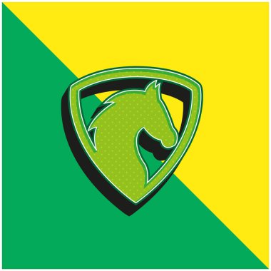 Siyah At Başı Bir Kalkanda Yeşil ve Sarı 3D vektör simgesi