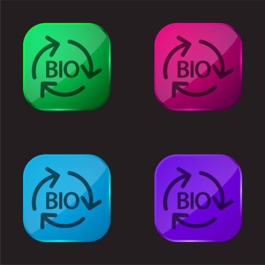 Bio Mass Renewable Energy four color glass button icon clipart