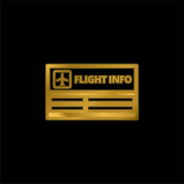 Havaalanı Uçuş Bilgileri Sinyal altın kaplama metalik simge veya logo vektörü