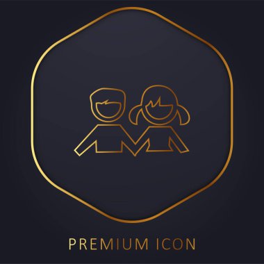 Erkek ve Kız Öğrenciler Altın Çizgi Logosu veya simgesi