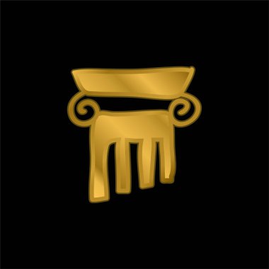 Antique Column gold plated metalic icon or logo vector clipart