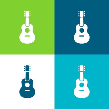 Akustik Gitar Düz 4 renk minimal simgesi seti