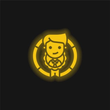 Appraisal yellow glowing neon icon clipart