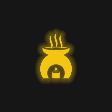 Yanan Mumlu Aromaterapi Aracı Parlayan parlak neon ikonu