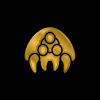 Alien gold plated metalic icon or logo vector clipart