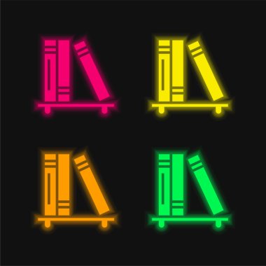 Parlayan dört renk neon vektör simgesi kitaplarıName
