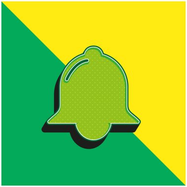 Bell Black Shape Green ve sarı 3D vektör simgesi logosu