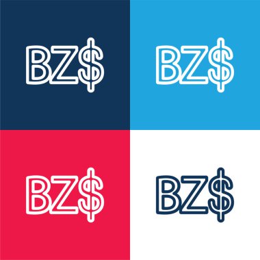 Belize Dolar Sembolü Mavi ve kırmızı En az dört renk simgesi