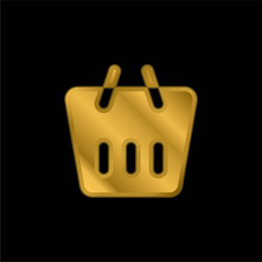 Sepet altın kaplama metalik simge veya logo vektörü