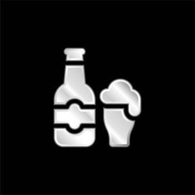 Bira şişesi gümüş kaplama metalik simge