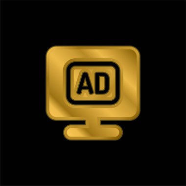Altın kaplama metalik simge veya logo vektörü reklamı