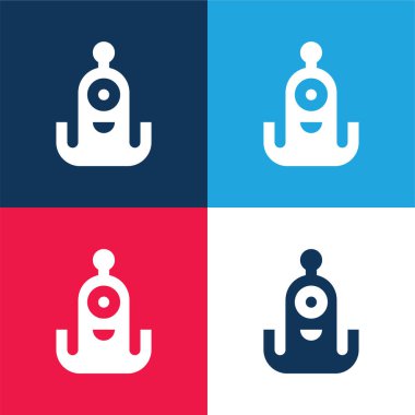 Uzaylı mavi ve kırmızı dört renk minimal simgesi