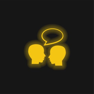 Bald Professors Talking yellow glowing neon icon clipart