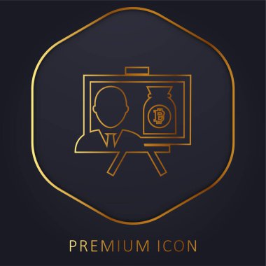 Bitcoin Sunumu Para Çantası Sembol Altın Hat prim logosu veya simgesi