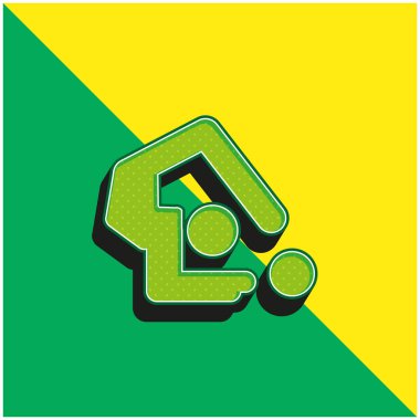 Sanatsal Jimnastik Yeşil ve Sarı 3D vektör simgesi logosu