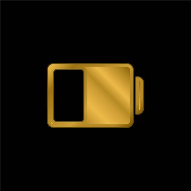 Pil Durumu Sembolü Altın kaplamalı metalik simge veya logo vektörü