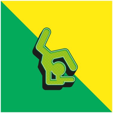 Sanatsal Jimnastikçi Silueti Yeşil ve Sarı Modern 3D vektör simgesi logosu