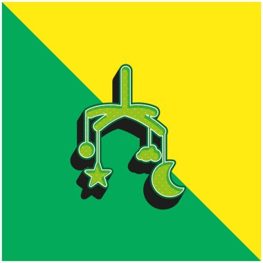 Bebek Beşiği Mobil Oyuncak Yeşil ve Sarı 3D vektör simgesi