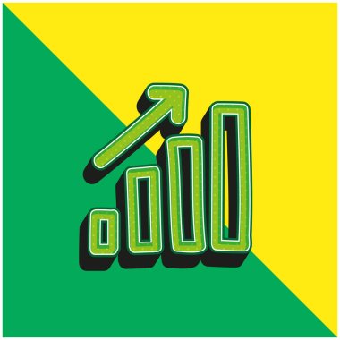 Çubuk Grafiksel Yukarı El Çizim Sembolü Yeşil ve Sarı Modern 3d vektör simgesi logosu