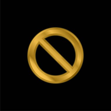 Banned Sign gold plated metalic icon or logo vector clipart