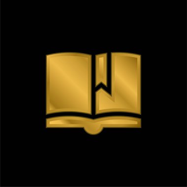 Kitap altın kaplamalı metalik simge veya logo vektörü