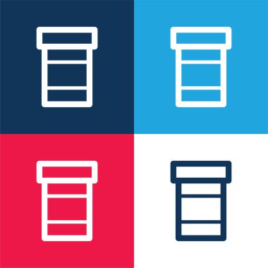 Bir şişe mavi ve kırmızı hap. Minimum simge seti.