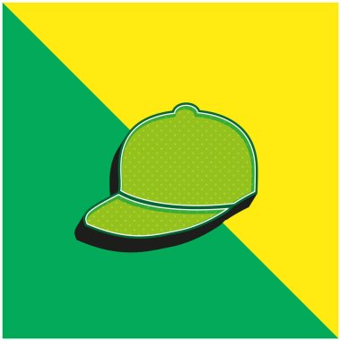 Beyzbol Şapkası Yeşil ve Sarı 3D vektör simgesi