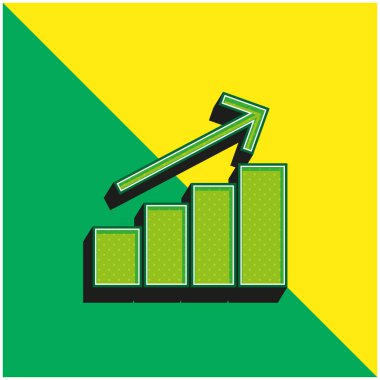 Çubuk Grafik Yeşil ve Sarı 3D vektör simgesi logosu